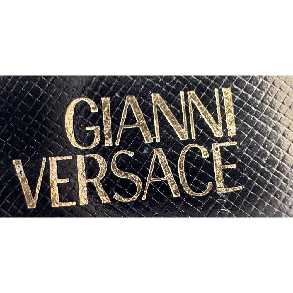Authentic Vintage Gianni Versace Black Leather Bifold ID & Card Wallet